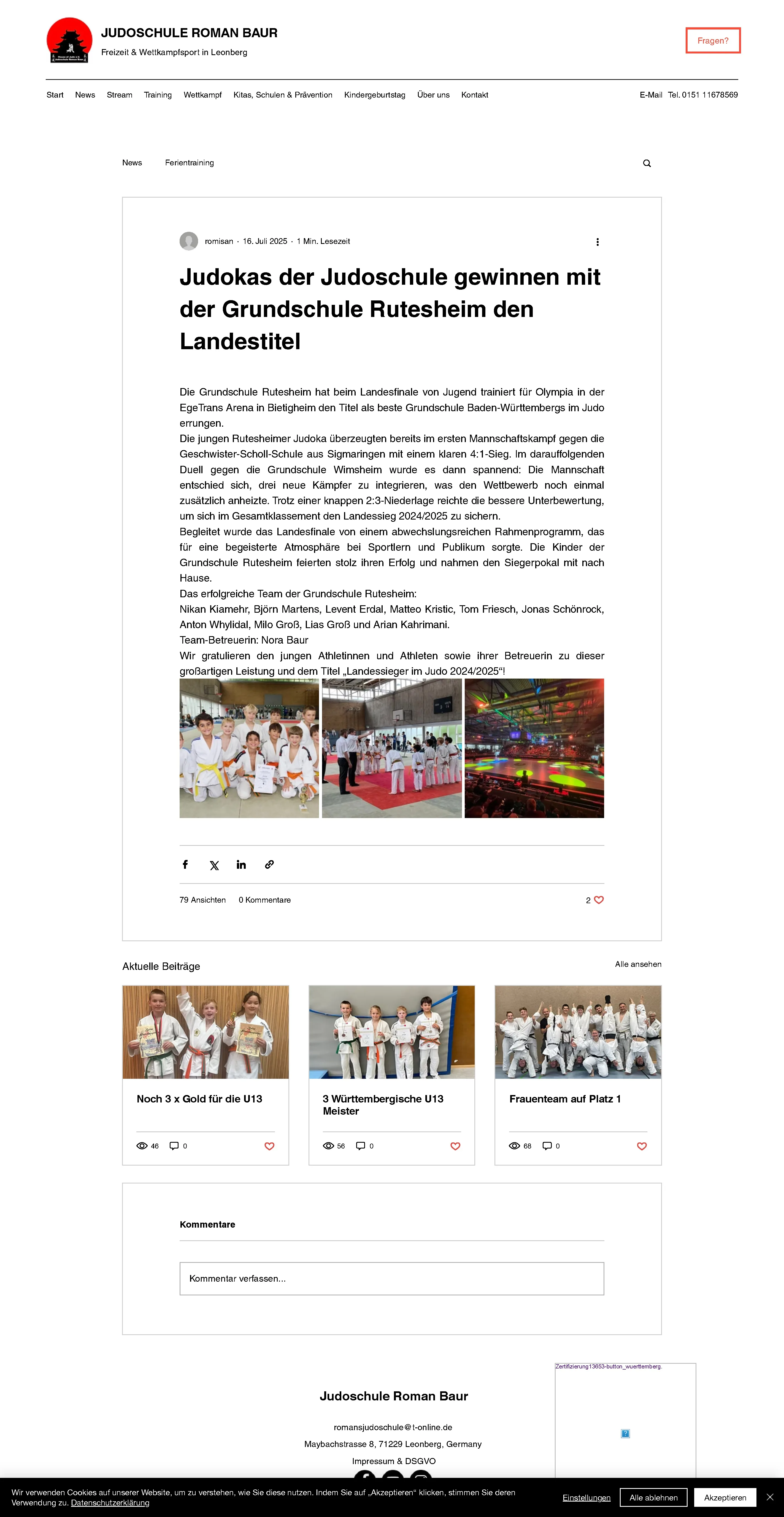 Zertifikat Judo Landestitel